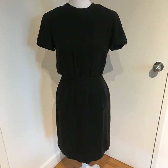 Vintage 1960s black dress with gold buttons - Picture 2 of 5